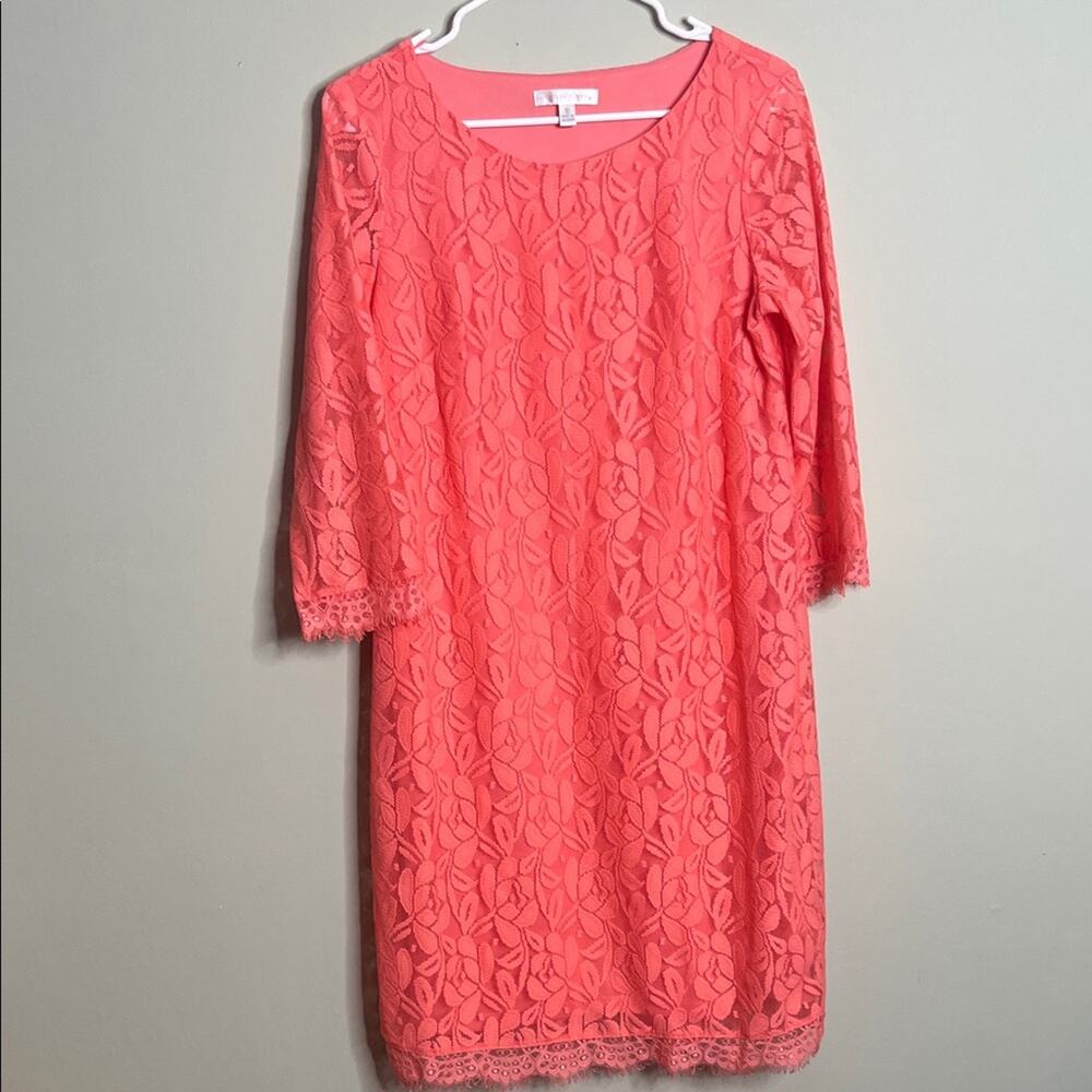 London Times coral Lace Dress size 10